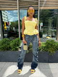 Street Style Pleated Slim Fit Stack Denim Pants