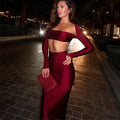 spicy two-piece burgundy skirt set