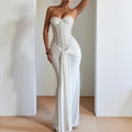 Chiffon long strapless evening gown