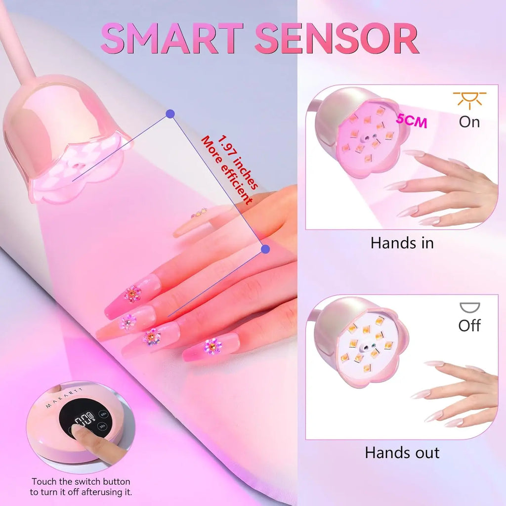 Makartt UV LED Nail Lamp Rechargeable Mini UV Light for Gel Nails Polish Fast Curing Goosenecks UV Lamp 10W Equitment Manicure