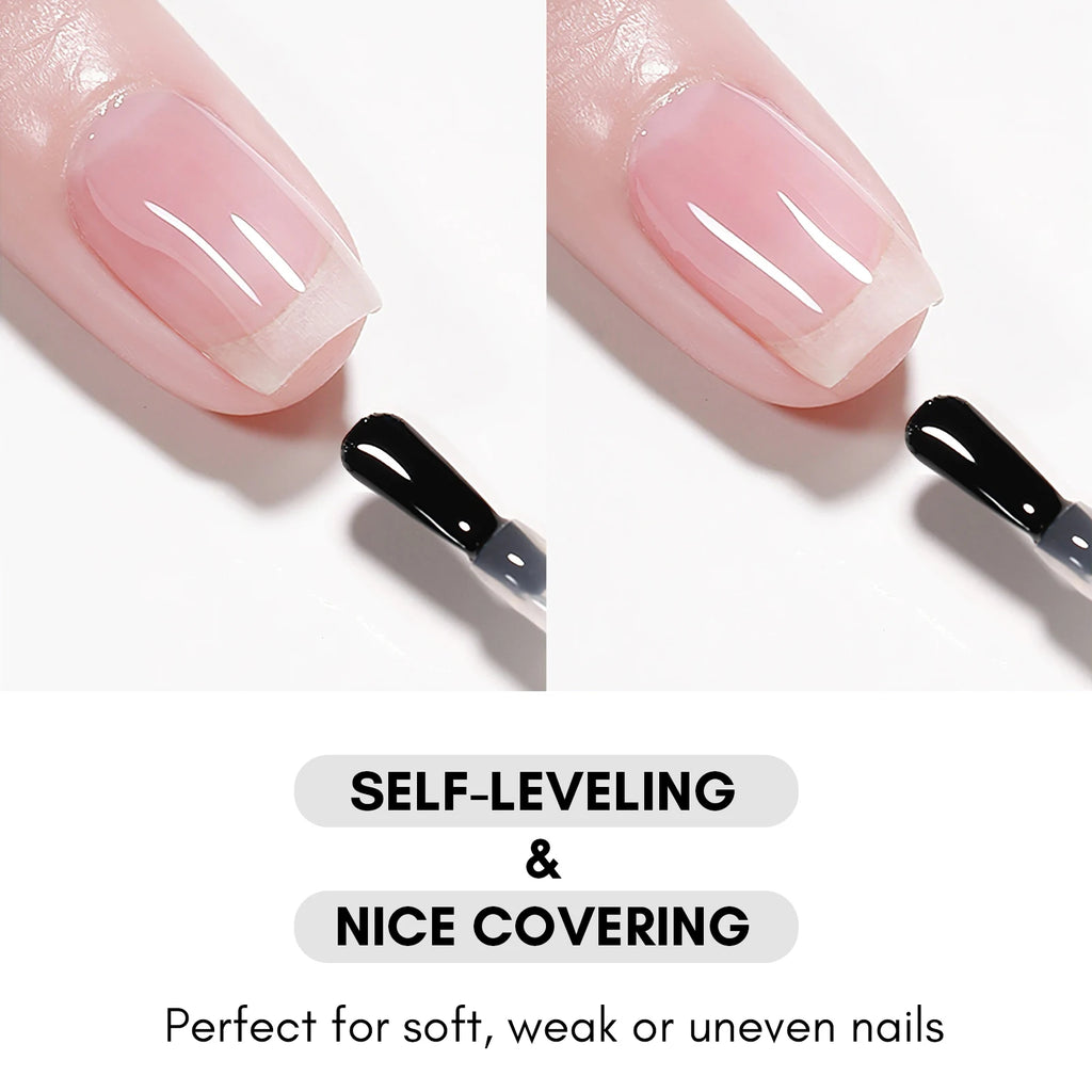 Makartt Builder Nail Gel with Base Top Coat Set- Clear Gel Nail Polish No Wipe Glossy Nail Strengthener Extension Builder